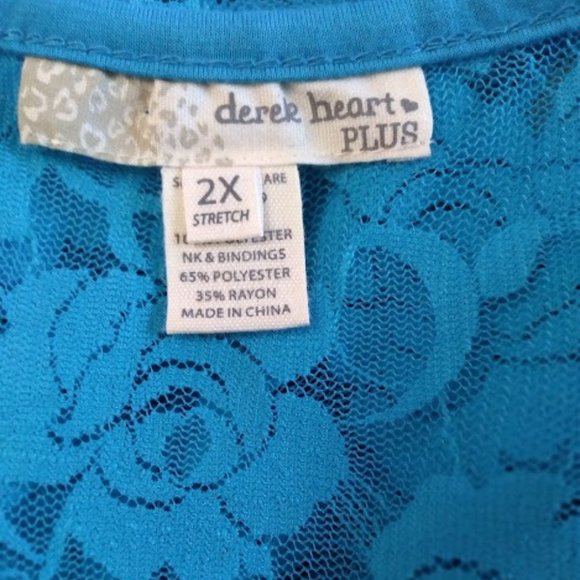 Derek Heart Plus Racerback Turqouise Stretch Lace Tank Sz: 2X - Picture 14 of 16